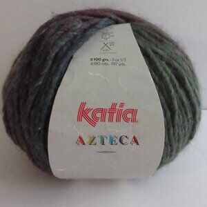 One Ball Katia Azteca Yarn 50/50 Wool Acrylic Blend Red/Blue/Green Self Striping